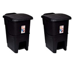 Aristo Plastic Biomedical Waste dustbin with Step-On Pedal 12 LTR (BLACK & BLACK) Combo