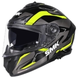 SMK Typhoon Azonix ISI, DOT & ECE 06 Certified Helmet with Antifog Pinlock 30 & Dual Visor Black & Grey Yellow – XXL