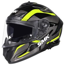 SMK Typhoon Azonix ISI, DOT & ECE 06 Certified Helmet with Antifog Pinlock 30 & Dual Visor Black & Grey Yellow – XXL