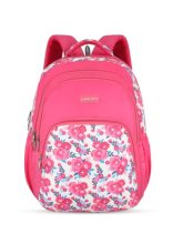 Lavie Sport Rose Bud 39L Printed School Backpack with Rain cover for Girls (Magenta)