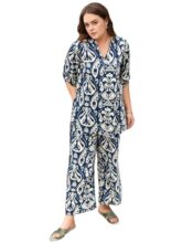 ANNI DESIGNER Women’s Cotton Blend Mid Thigh Printed Co-Ord Pajama Set (J111 Blue Co-Ord-Nw_S_Blue_Small)