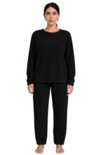 KOTTY Women’s Coral Fabric Zinc Black Winter Set (Black,L)-KTTWINTERSET165L