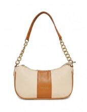 Primora Impex Colorblocked Shoulder Bag for Women with Adjustable & Detachable Sling Strap | Stylish Crossbody & Shoulder Purse | Lightweight Daily Use Handbag for Office, Travel & Casual | Camel