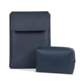Enthopia Case Cover for MacBook Pro 13 inch Case (2016 to 2019 Release – Model A1706/A1708/1989/2159) – Vegan Leather Sleeve and Organiser Pouch – Navy Blue
