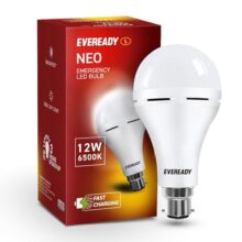 Eveready 12W Emergency Inverter Led Bulb, Cool Day Light (6500K), Rechargeable Bulb With 3 Hours Backup, Ideal For Powercuts, Energy Efficient, B22 Base, Pack Of 1