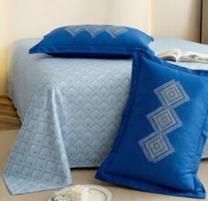 Bsb Home 180 Tc Pure Cotton Double Bedsheet With 2 Contrast Pillow Covers, Soft Breathable Skin-Friendly Printed Bedding Set, Durable All Season Bed Linen – 90 X 100 Inches (Powder Blue)