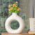 Medhini by Earth Store 7.3 Inch White Ring Textured Ceramic Vase for Living Room, Garden, Flower, Balcony, Bedroom | Flower Pot for Home Decor Set of 1 (Plant Not Included)