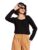 Black Rib Square Neck Full Sleeves Sweater