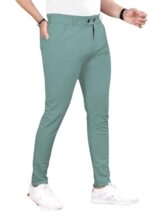 MiraMichi Slim Fit Men’s Formal Trousers – Solid Lycra Blend, Ideal for Formal Occasions, Stylish (34, Mint Green)