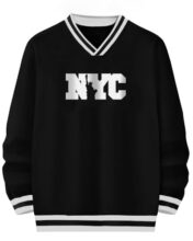 Noble Monk Men’s Regular Fit Sweatshirts | V Neck | Long Sleeve Sweatshirts for Men Black White