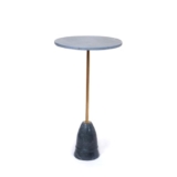 Little eXtra Sheesham Wood Coffee Table | Wooden Side Tablee(Round Coffee Table | Marble Top & Bell Base,Grey)