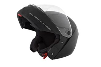 Studds Ninja ELITE Flip Up Full Face Helmet with Plain Center Strip (Black, L)
