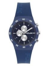 FCUK METROME FW25 Unisex Analog Watch, 39mm Blue Silicone Strap, Matt Blue Dial – FC199U