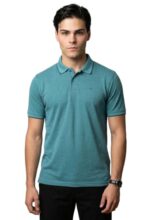 Peter England Men’s Premium Branded Regular Fit Half Sleeve Polo T-Shirt | Cotton Rich | Birds Eye Interlock Weave Turquoise