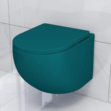 Plantex Imported Ceramic Western Commode/Rimless Wall Hung Commode for Toilet/Washdown Flush Bathroom Western Toilet with Soft Close Toilet Seat – P Trap (Matt Blue)