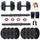 BULLAR Adjustable Dumbbells Set 8 Kg to 20 Kg with Pair of Dumbbell Rods and PVC Weight Plates with Gym Accessories (16 KG)