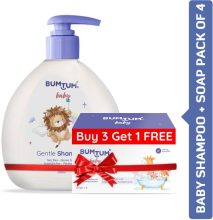 Bumtum Gentle Baby Shampoo + Soap (4 X 50G)No Tear,Paraben Free & Derma Tested Combo(Multicolor)