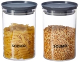 Amazon Brand – Solimo Plastic Storage Container Set, 900 ml, Set of 2, Grey