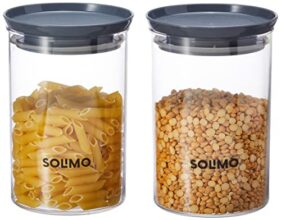 Amazon Brand – Solimo Plastic Storage Container Set, 900 ml, Set of 2, Grey