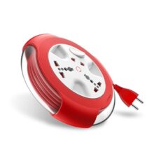 Goldmedal Krysta 2 Pin Extension Board with 5m Cable | Master Switch with Indicator|Universal Sockets | Ultra-Smooth Rotation Extension Cord for Home &Office-White&Red