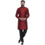 Veera Paridhaan Men’s Ethnic Jacquard Printed Long Straight Kurta (40, Maroon)