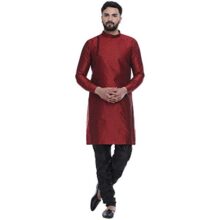 Veera Paridhaan Men’s Ethnic Jacquard Printed Long Straight Kurta (40, Maroon)