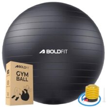 Boldfit Gym Ball for Exercise with Foot Pump, Workout Yoga for Women/Men Swiss for Balance Stability Training, Fitness-Black 55cm