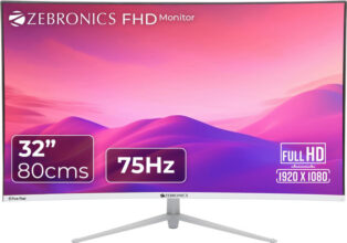 Zebronics 80.0 Cm (32 Inch) Curved Full Hd Led Backlit Va Panel With Hdmi + Vga Dual Input, Built-In Speaker, Max 250 Nits Brightness, White Monitor (Zeb -Ac32Fhd Led)(Response Time: 8 Ms, 75 Hz Refresh Rate)