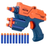 Toybharat Blaze Fire Storm Soft Bullet Gun Toy With 10 Safe Soft Foam Bullets, Fun Target Shooting Battle Fight Game For Kids Boys (Smg2), Multicolor