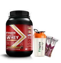 Fitspire Fit Super Pro Whey Protein | 36G Protein | 7.8G Bcaa |Faster Muscle Growth & Recovery | Digezyme For Easy Digestion | With Vegan Bars & Shaker (Double Chocolate, 1 Kg /2 Lbs)