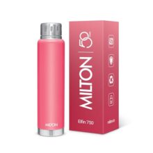 Milton Elfin Thermosteel 750 ml Water Bottle, 24 Hr Hot and Cold I Leak Proof Lid, ISI Certified I Vacuum Insulated I for Office, Gym, School I Pink