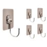 DEPOFF 5 Pcs Self Adhesive Stainless Steel Wall Hooks, Heavy Duty Waterproof No Drill Sticky Hooks for Bathroom, Kitchen, Towel, Keys, Clothes, Bags & Home Organization, Transparent Adhesive Hooks