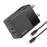 Artis 45 Watt GaN Laptop Adapter with 3 Ampere-1 Meter USB-C Braided Cable. PD+PPS USB-C & QC USB-A Technology Power Adapter. Universal Compatibility for Laptops, Tablets & Smartphones.