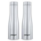 Go24 pexpo Monaco 1000 ISI Certified Stainless Steel Sports/Fridge Water Bottle, 970ml, Silver, Pack of 2 | Eco friendly | BPA Free | Water Bottle for Office, Gym, School, Yoga, Trekking, Adults&Kids