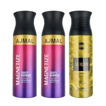 Ajmal 2 Magnetize For Men & Women And 1 Aurum Femme For Women Deodorants Each 200Ml Combo Pack Of 3 (Total 600Ml)