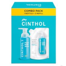 Cinthol Cool Foam Body Wash (800Ml) Combo Pack (1 Bottle + 3 Refills) | Unique Foam Formula For Moisturized & Irresistibly Soft Skin | Suitable For All Skin Types
