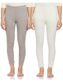 Amazon Brand – Symbol Womens Casual Slim Thermal Bottom (SB-AW21-THBOT_Light Grey & Ecru_M)