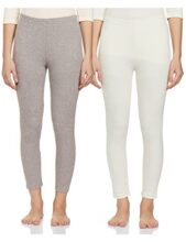 Amazon Brand – Symbol Womens Casual Slim Thermal Bottom (SB-AW21-THBOT_Light Grey & Ecru_M)