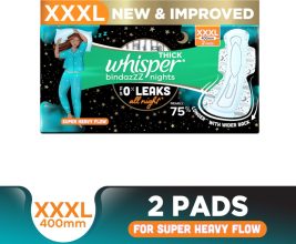 Whisper Bindazzz Nights Sanitary Pad(Pack of 2)