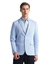 Arrow Tartan Check Knit Blazer Light Blue