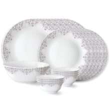 Larah by Borosil Lark Fluted Series Opalware Dinner Set | 19 Pieces for Family of 6 | Microwave & Dishwasher Safe | Bone-Ash Free | Crockery Set for Dining & Gifting | Plates & Bowls | White