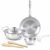 Kreme Platina Triply Stainless Steel Cookware Set 4 Pc – Superior Finish, Cool Grip Handle, Induction Compatible | 100% Non-Toxic, Nickel-Free | Frypan 1.45 L + Kadai 2.2 L & Tadka Pan 0.5 L with Lids