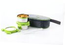Ganesh Sigma Twin Airtight & Leak Proof Container Lunch Box with Bag 300 ML (Stainless Steel – Multicolor)