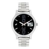 Fastrack Bold Quartz Analog Black Dial Silver Stainless Steel Strap Watch for Guys – NT38051SM04