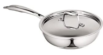 Signoraware Artista Tri-Ply Stainless Steel Induction Compatible Triply Frypan with Steel Lid (Induction and Gas compatible), 18cm, Capacity 850 ml, Silver