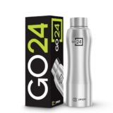 Go24 pexpo Bistro Pro ISI Certified Stainless Steel Fridge/Sports Water Bottle 750ml, Silver | Single Wall | Leakproof Water Bottle for Home, Office, Gym, School