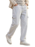 Neostreak Men’s Ice Grey Loose Baggy Fit Washed Cargo Jeans with 6 Pockets Non-Stretchable (neojeanlscargo-01-icegrey-30)
