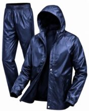 Mens Raincoat Suit with Pant Set Luxova Series | Waterproof Lightweight Breathable Rain Wear | Waterproof Zipper Raincoat for men waterproof (IN, Alpha, 2XL, Evorique Blue)