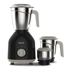 Philips HL7756 Mixer Grinder 750W, with 3 Stainless Steel Jars | 25 mins Continuous Grinding, Mixer Grinder for Kitchen with 3 Speed Control, Pulse Function, Black