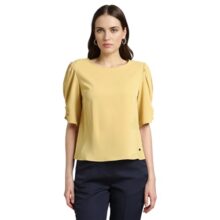 Van Heusen Women’s Regular Fit T-Shirt (VWTSURGFV69357_Yellow